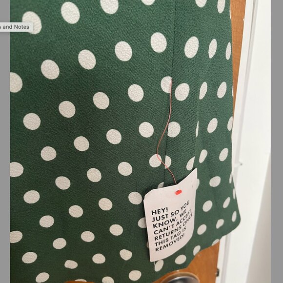 NWT ASOS DESIGN flutter sleeve mini dress with buttons in green polka dot - Picture 8 of 8